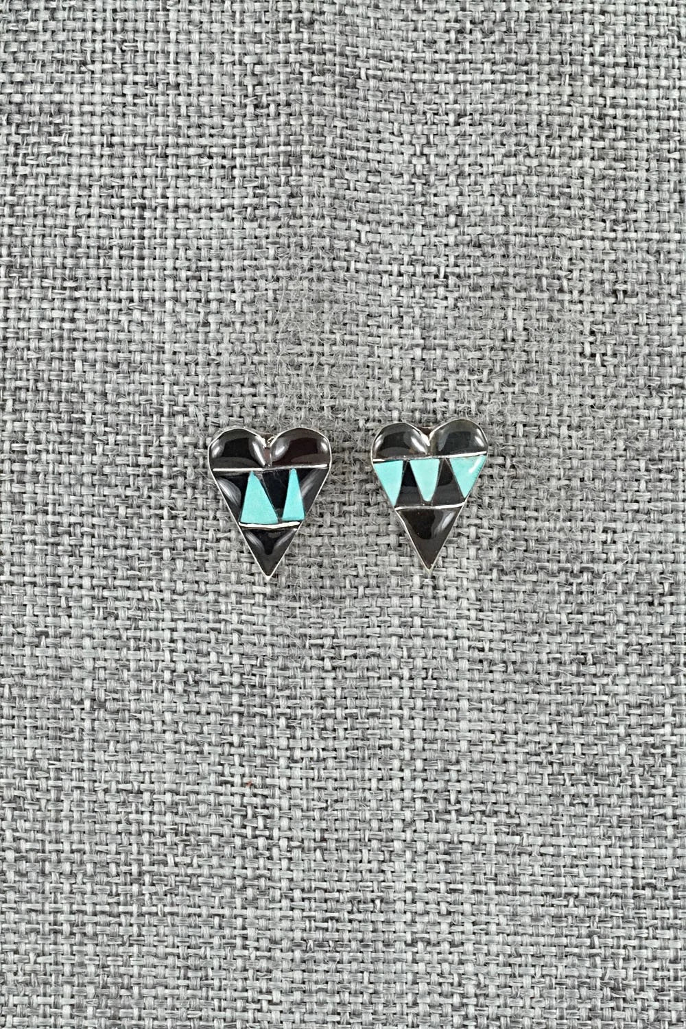 Turquoise, Onyx & Sterling Silver Earrings - Carol Vacit