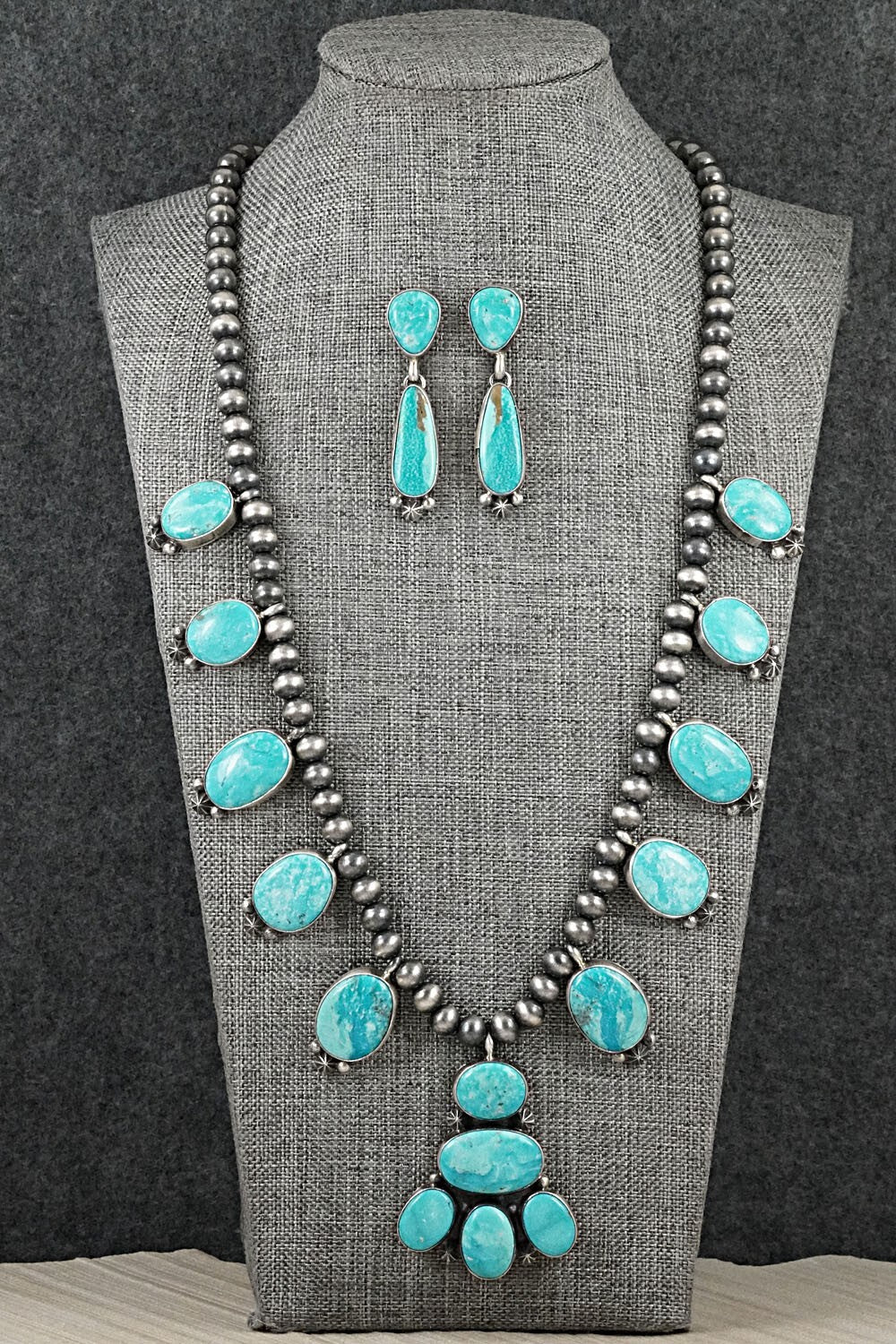Turquoise & Sterling Silver Necklace Set - Darrin Livingston