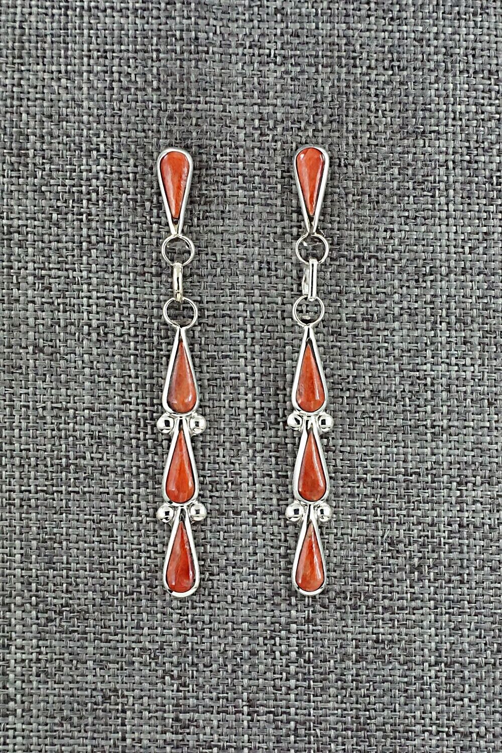 Spiny Oyster & Sterling Silver Earrings - Angela Gasper