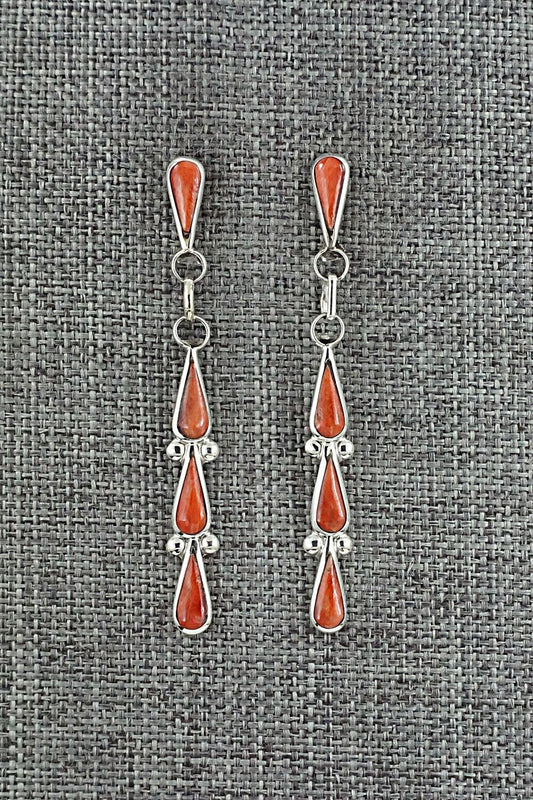 Spiny Oyster & Sterling Silver Earrings - Angela Gasper