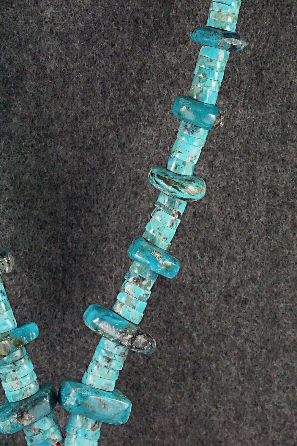 Spiny Oyster, Turquoise & Sterling Silver Necklace - Lupe Lovato