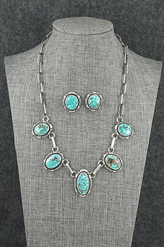 Turquoise & Sterling Silver Necklace and Earrings Set - Mark Yazzie