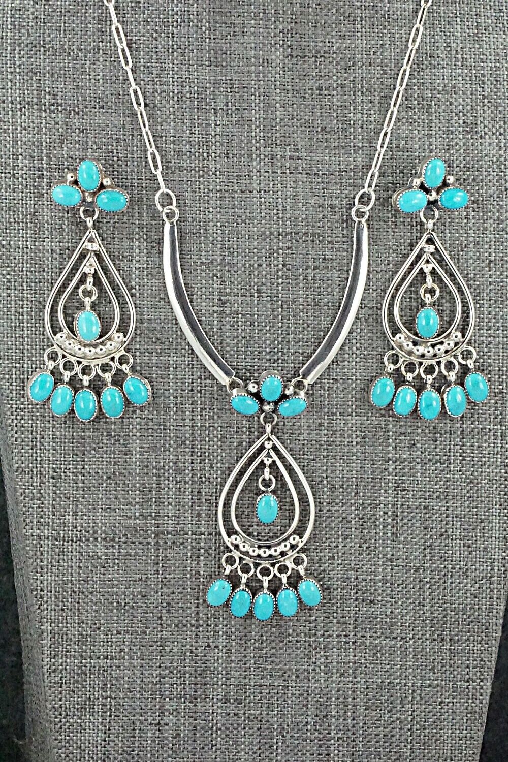 Turquoise & Sterling Silver Necklace Set - Julia Etsitty