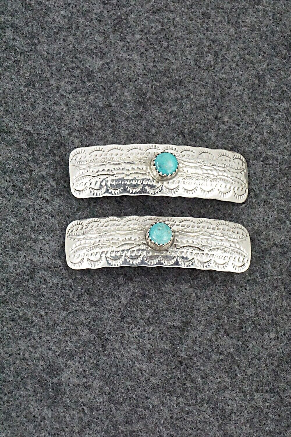 Turquoise & Sterling Silver Mini Hair Barrettes - Betty Laughing