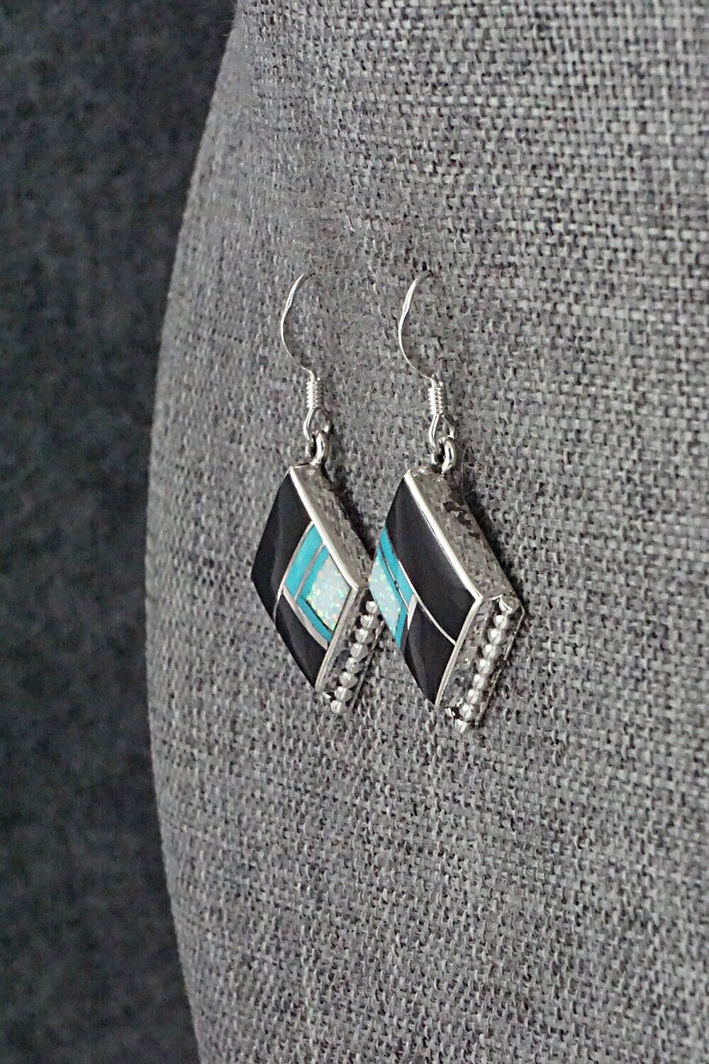 Multi-Stone & Sterling Silver Inlay Earrings - James Manygoats