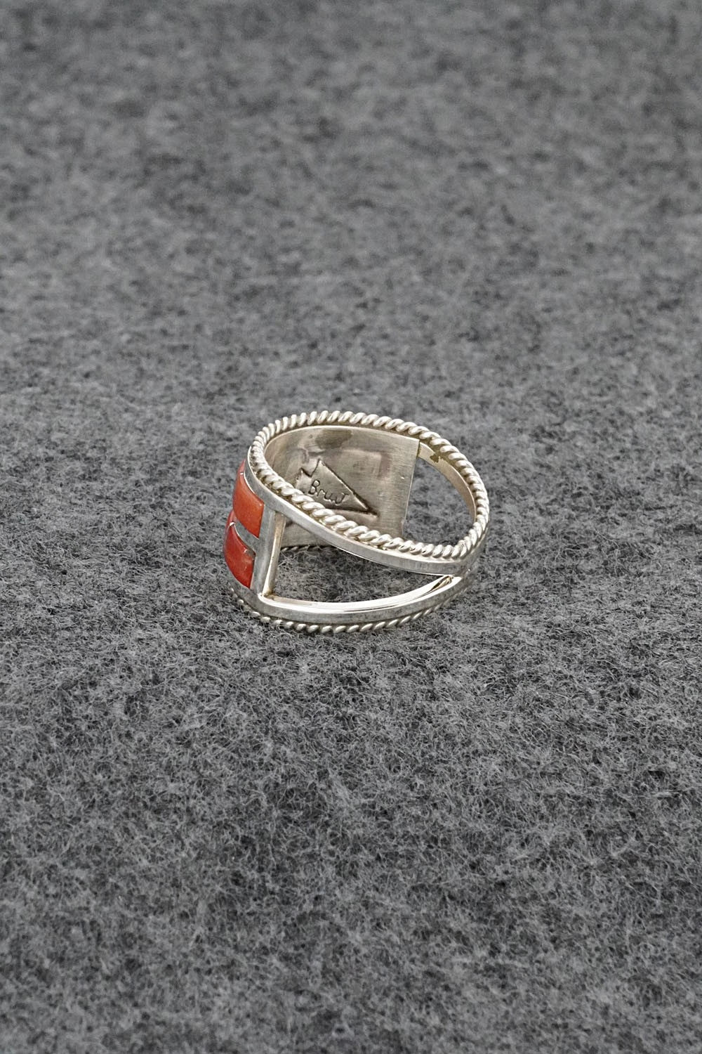 Coral and Sterling Silver Ring - Bruce Johnson - Size 7