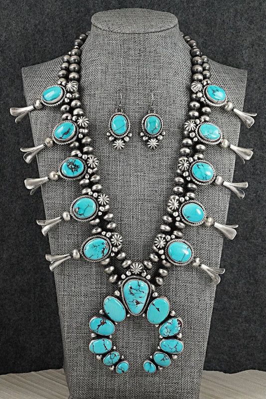 Turquoise & Sterling Silver Squash Blossom Set - Bobby Johnson