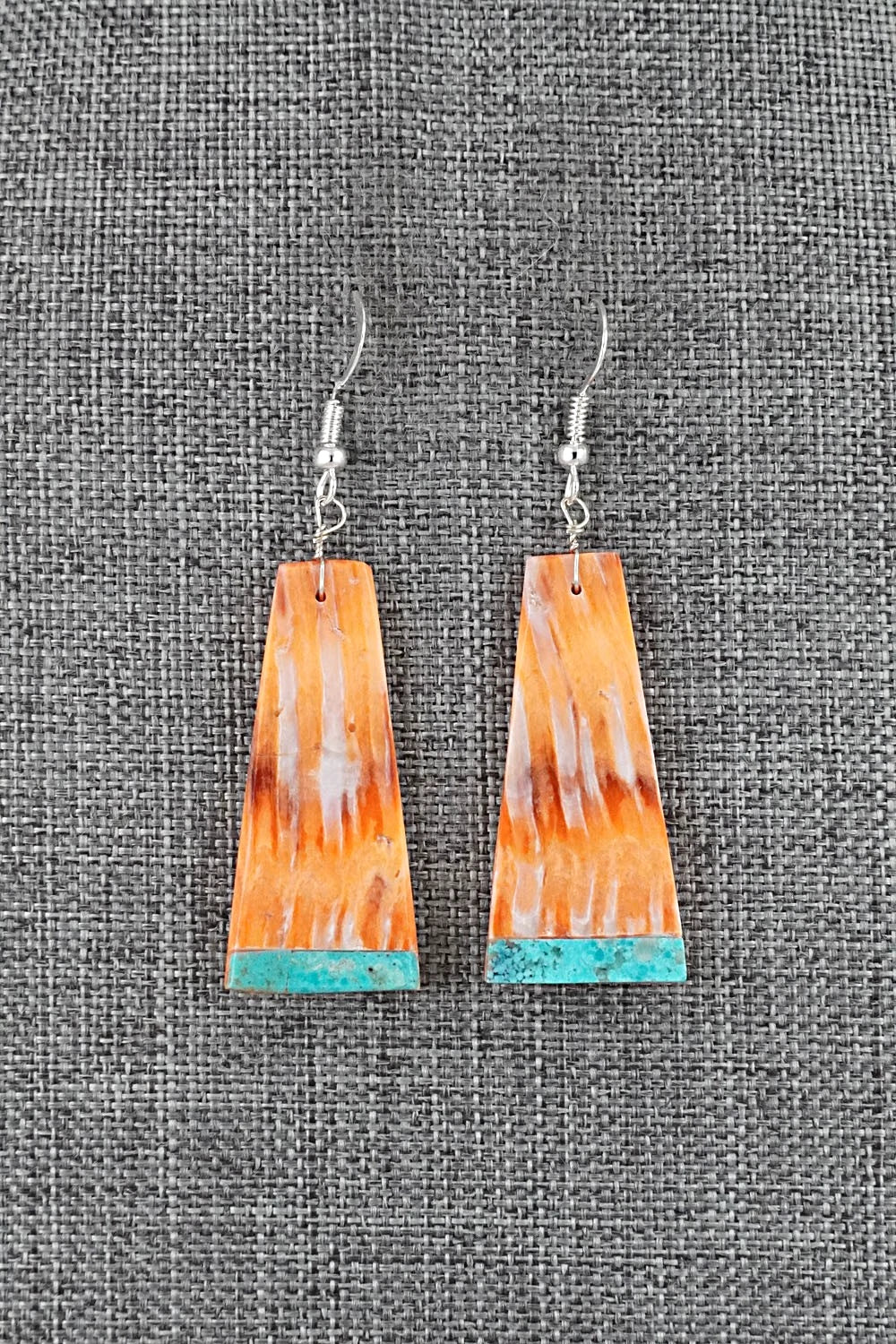 Spiny Oyster, Turquoise & Sterling Silver Earrings - Louise Pete