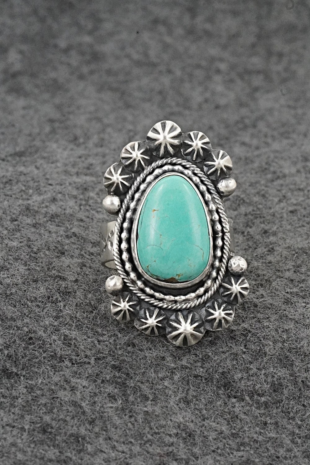Turquoise & Sterling Silver Ring - Cordell Platero - Size Adjustable