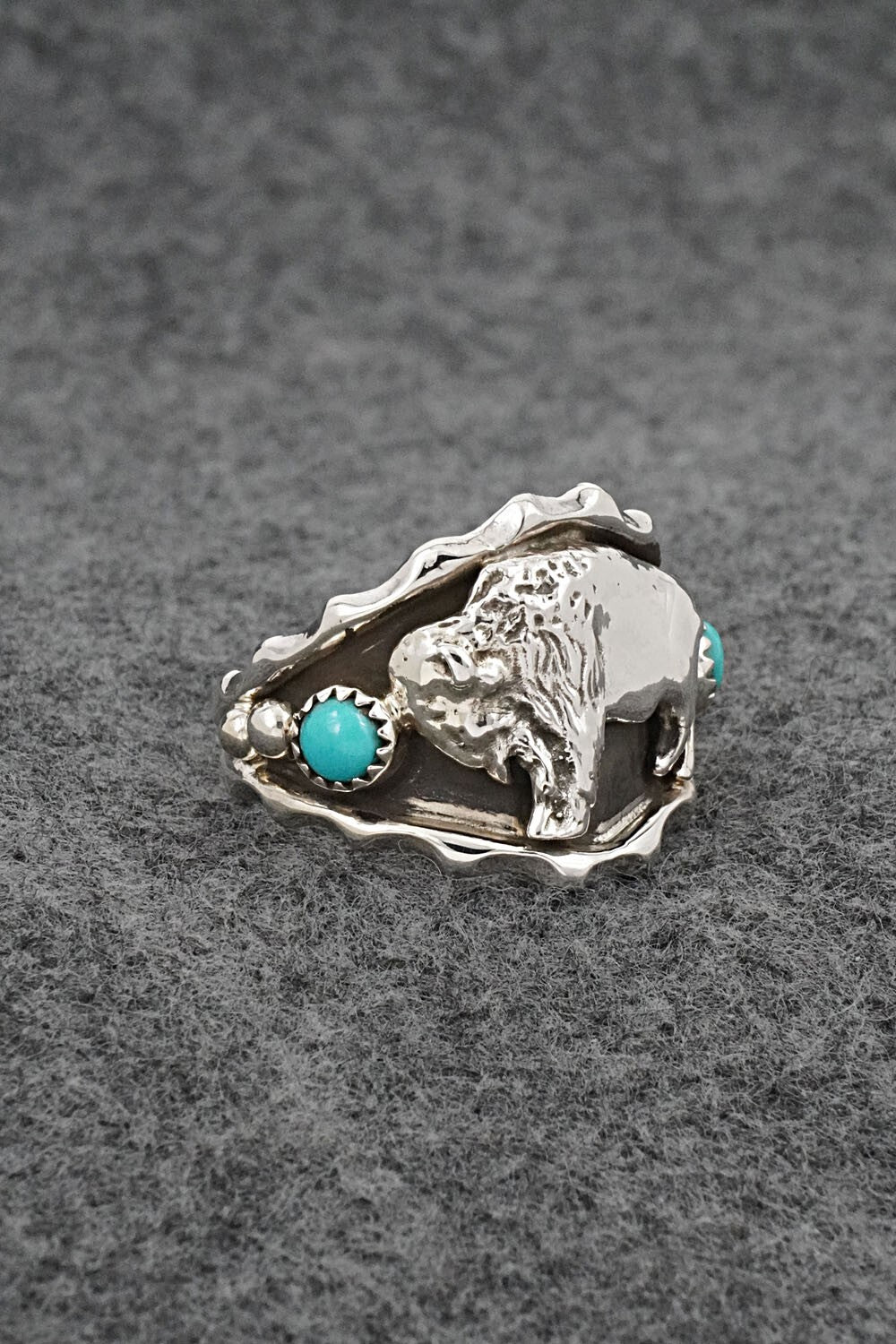 Turquoise & Sterling Silver Ring - Genevieve Francisco - Size 13