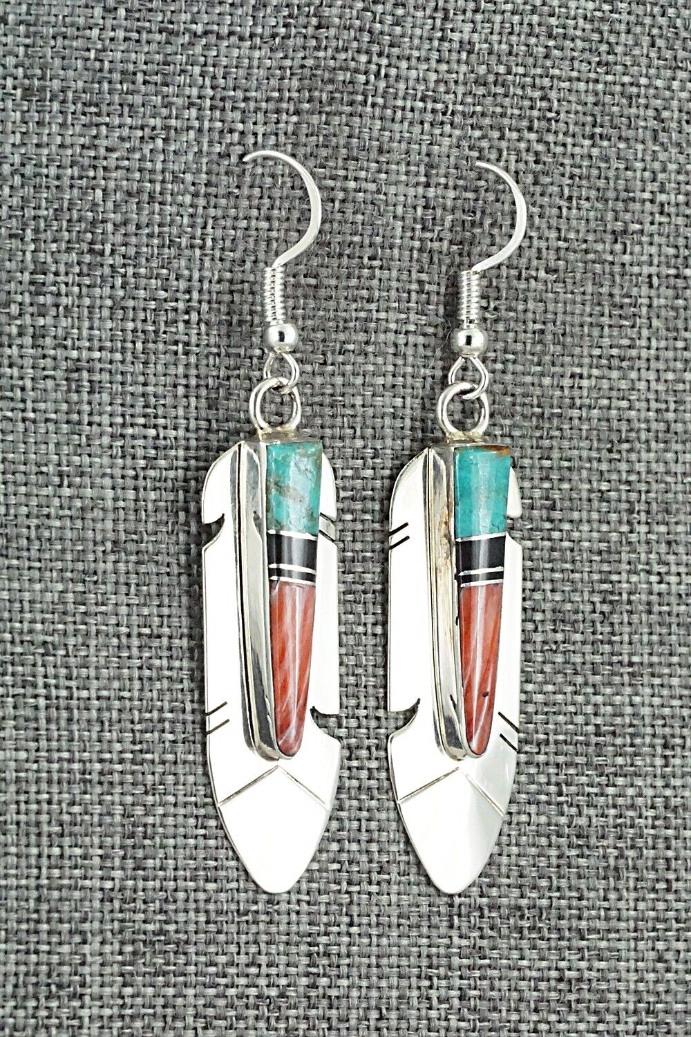 Multi-Stone & Sterling Silver Inlay Earrings - Marilyn Yazzie
