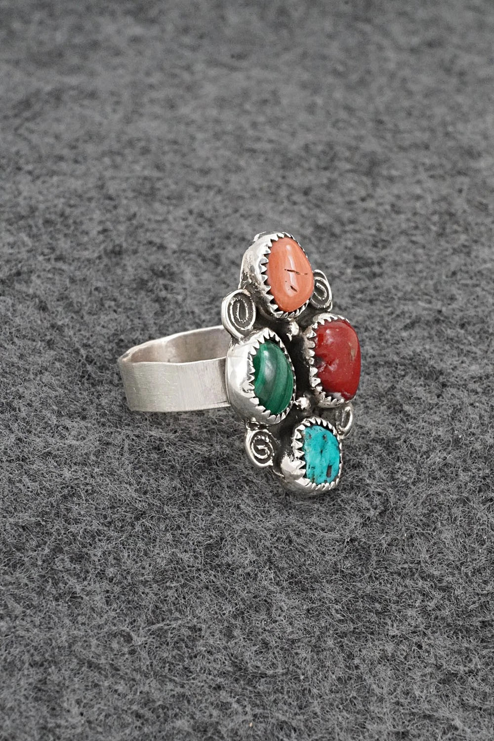 Multi-Stone & Sterling Silver Ring - Priscilla Reeder - Size 7.5