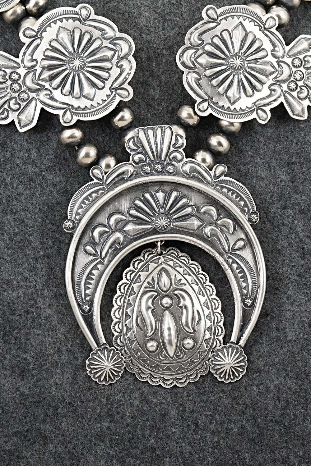 Sterling Silver Squash Blossom Necklace - Terry Charlie