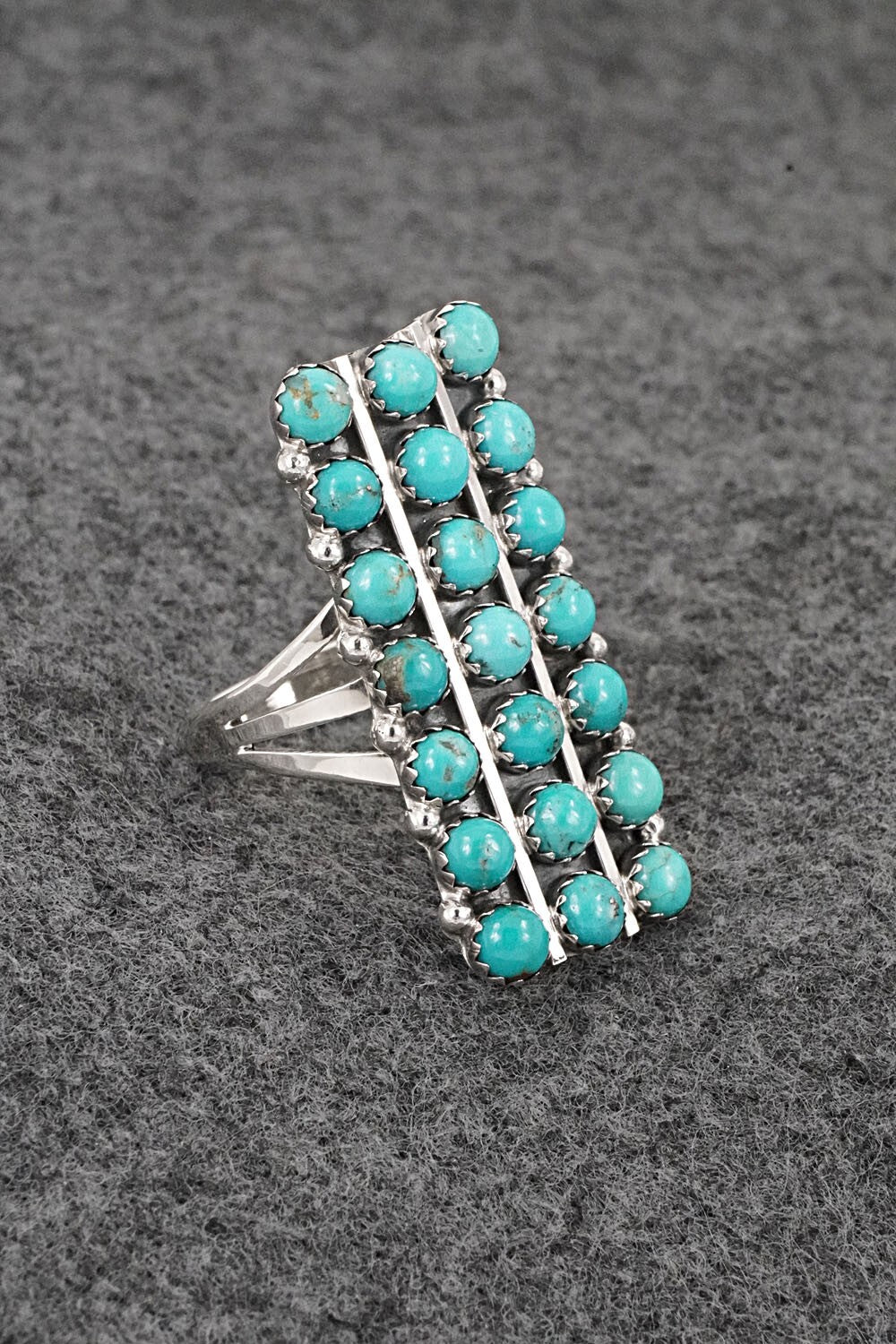 Turquoise & Sterling Silver Ring - Kenny Lonjose - Size 9