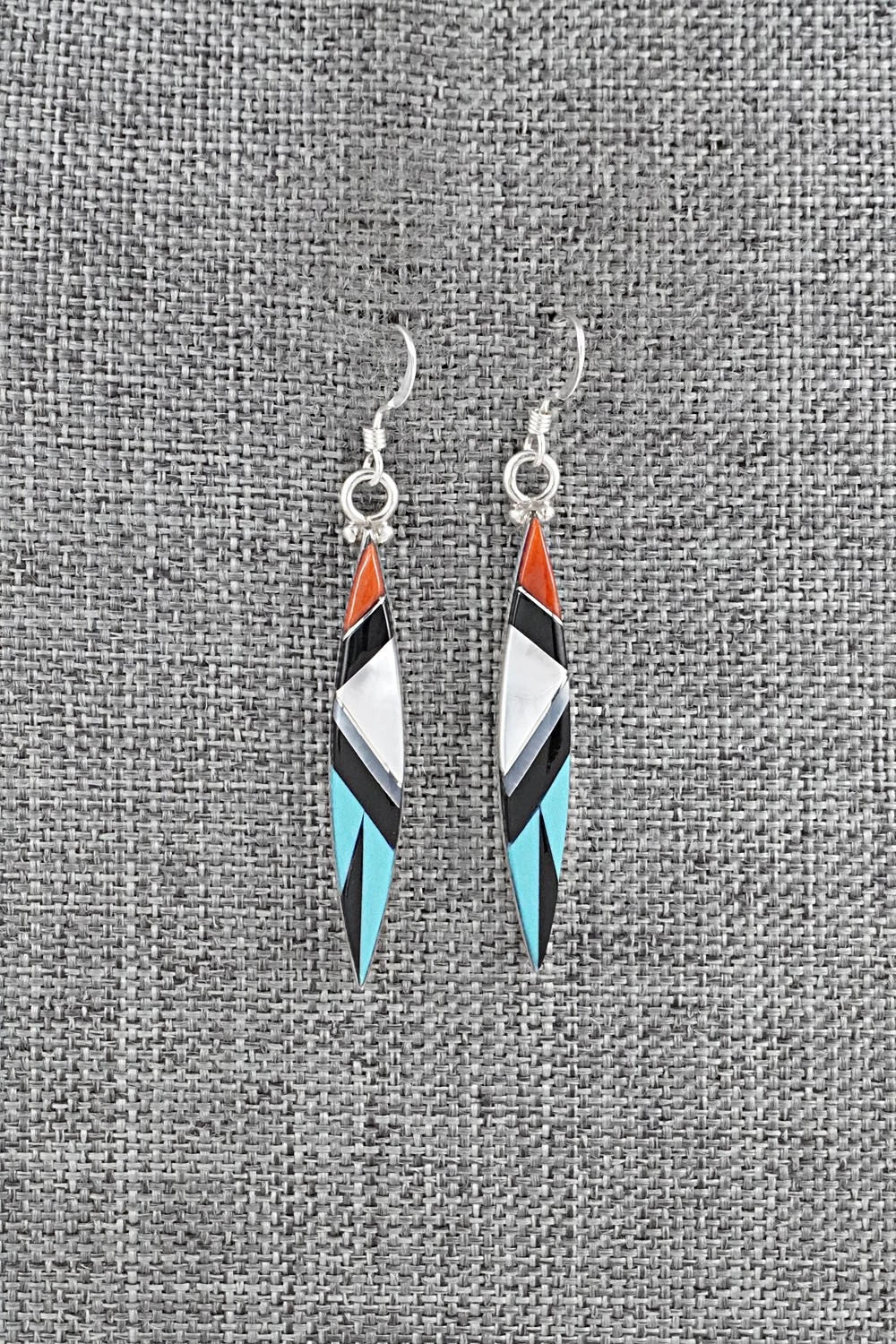 Multi-Stone Inlay & Sterling Silver Earrings - Cleo Kallestewa