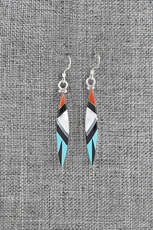 Multi-Stone Inlay & Sterling Silver Earrings - Cleo Kallestewa