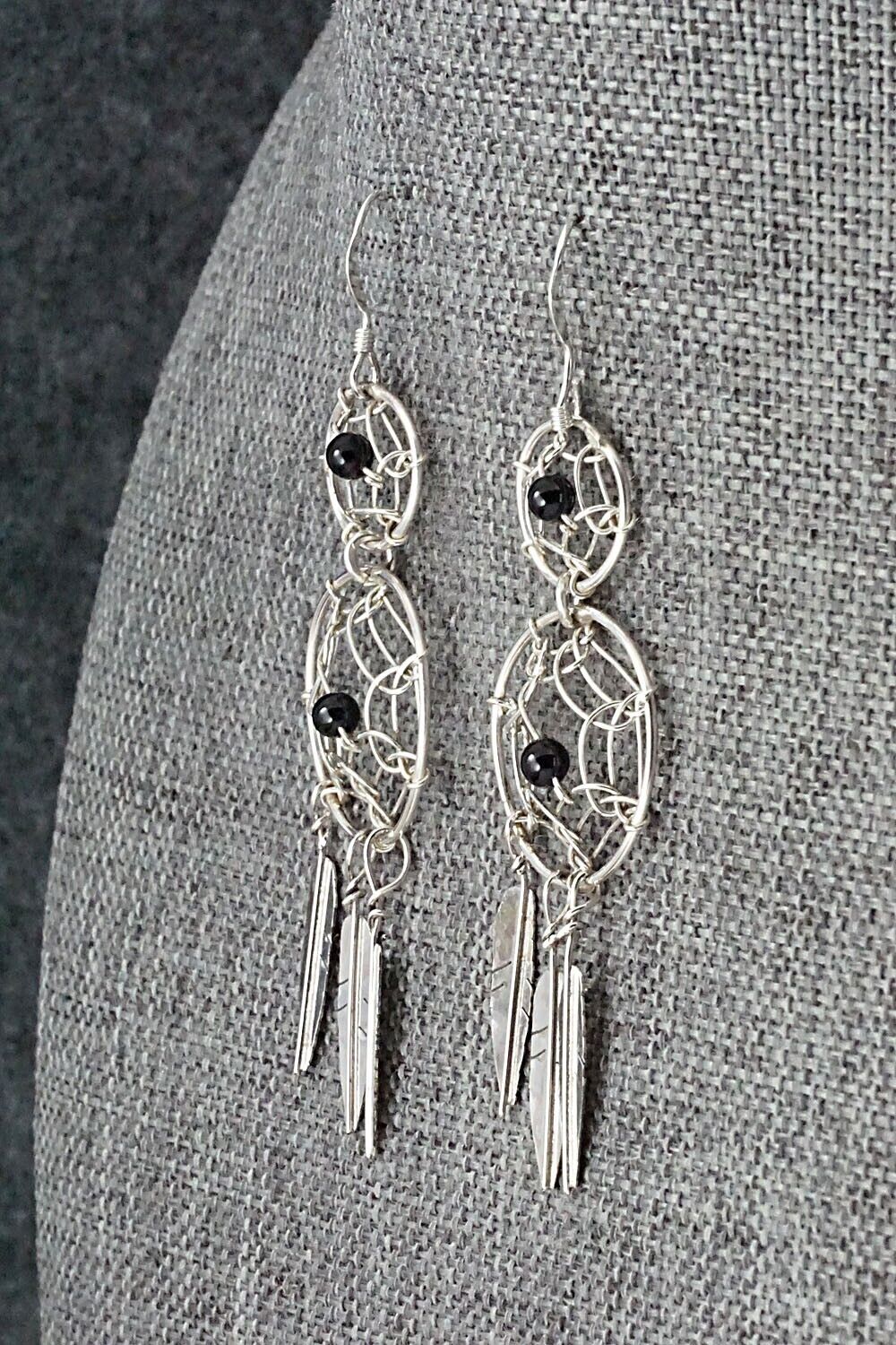 Onyx & Sterling Silver Earrings - Lorenzo Arviso Jr.