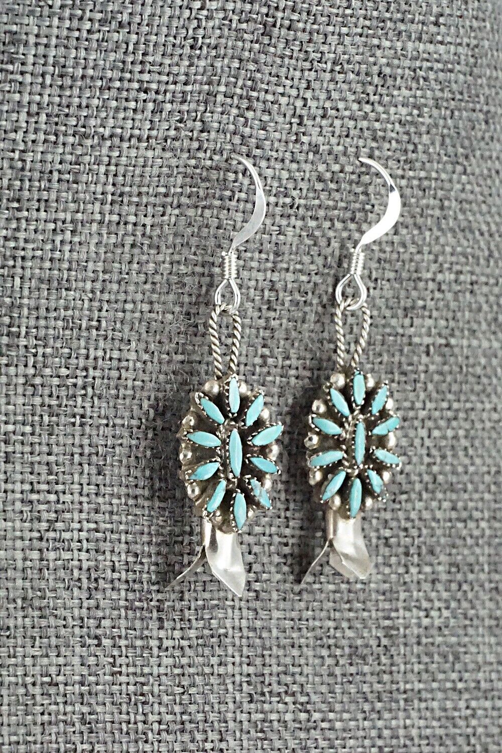 Turquoise & Sterling Silver Mini Squash Blossom Set - Lorena Peina