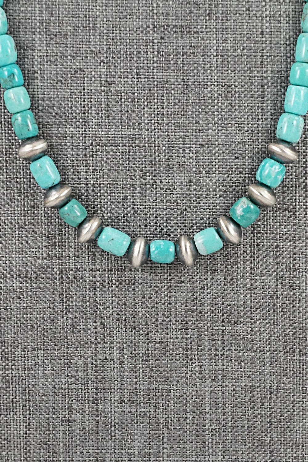 Turquoise & Sterling Silver Necklace 20" - Doreen Jake