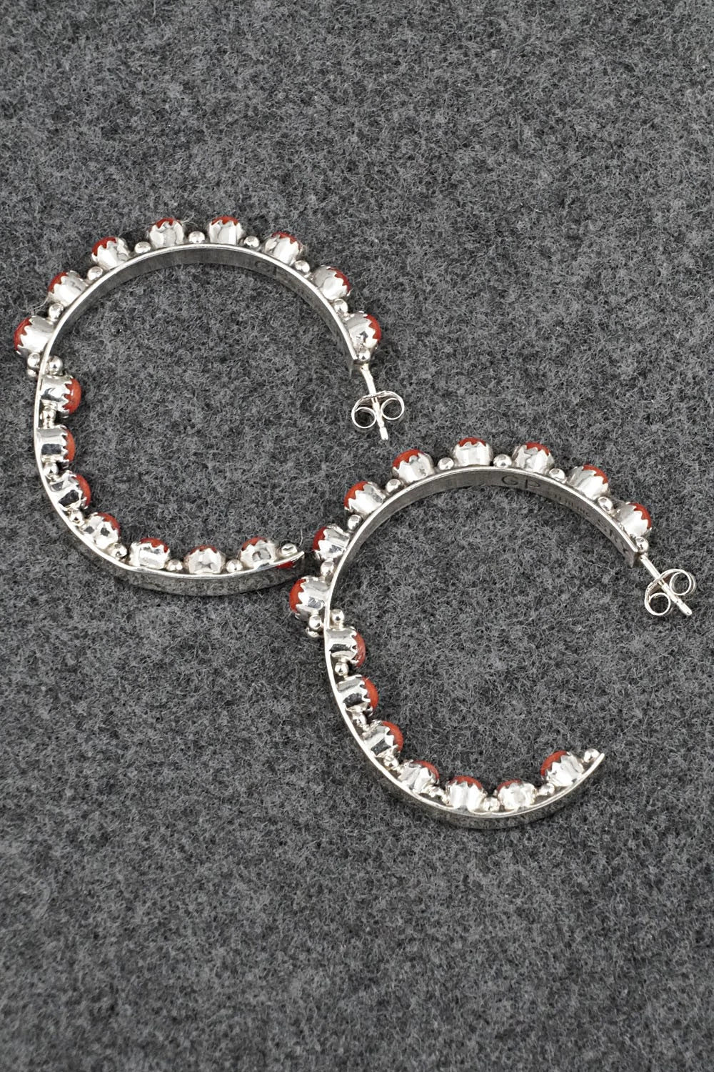 Coral and Sterling Silver Earrings - Gaynell Parker