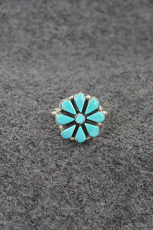 Turquoise & Sterling Silver Ring - Rose Kanteena - Size 9.5