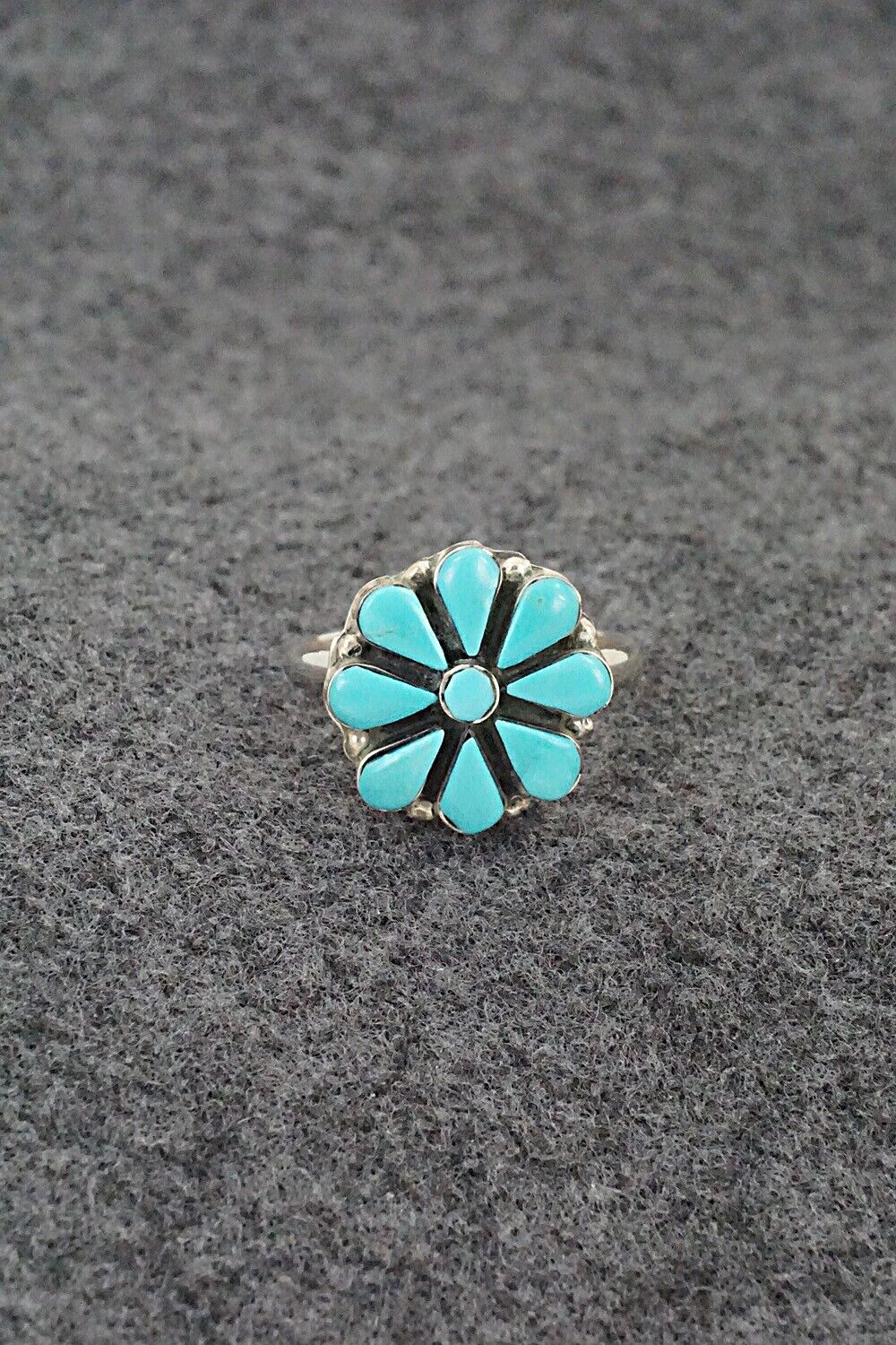 Turquoise & Sterling Silver Ring - Rose Kanteena - Size 7.75