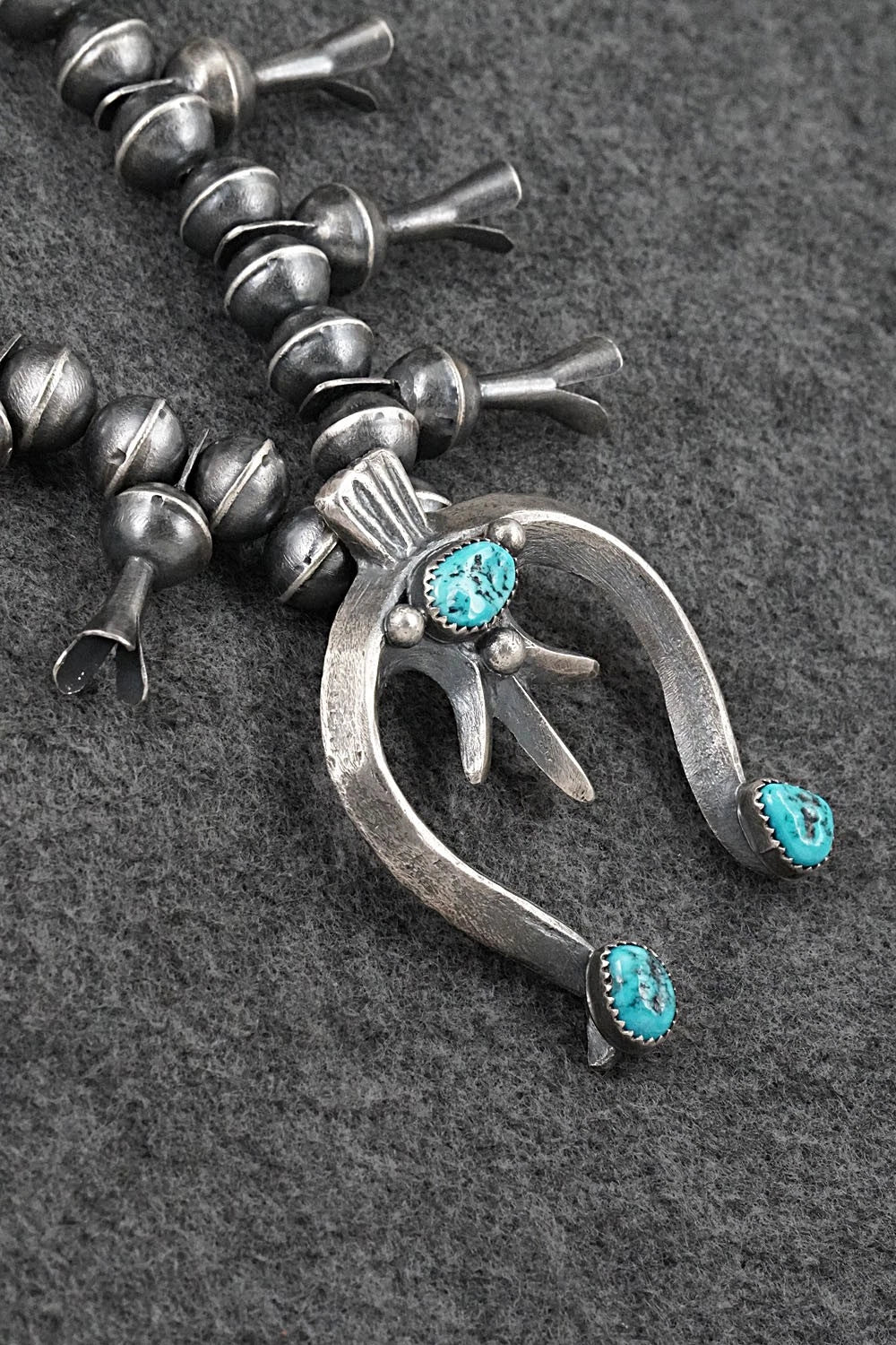 Turquoise & Sterling Silver Squash Blossom Set - Gilbert Martin