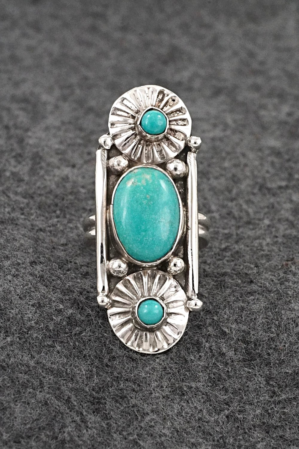 Turquoise & Sterling Silver Ring - Priscilla Reeder - Size 7.5