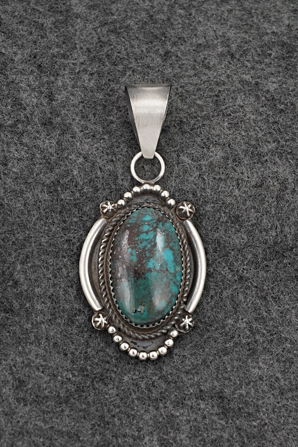Turquoise and Sterling Silver Pendant - Leslie Nez