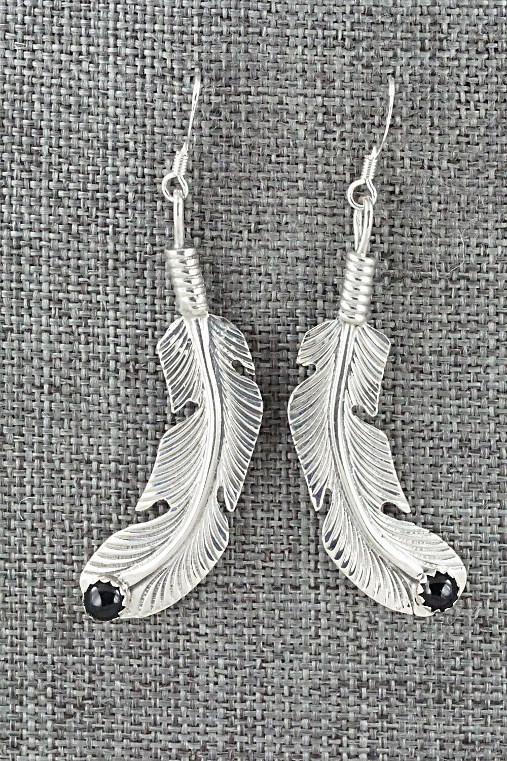 Onyx & Sterling Silver Earrings - Louise Yazzie