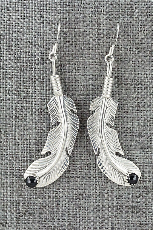 Onyx & Sterling Silver Earrings - Louise Yazzie