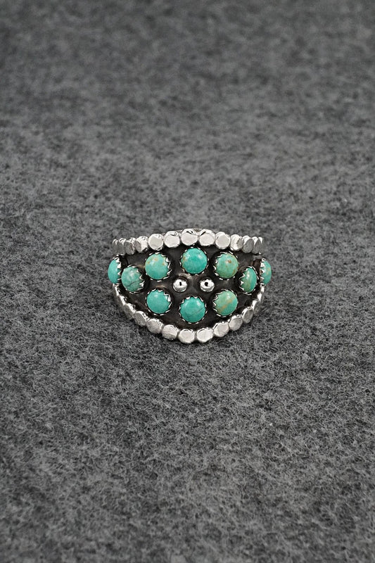 Turquoise & Sterling Silver Ring - Kenny Lonjose - Size 9.5