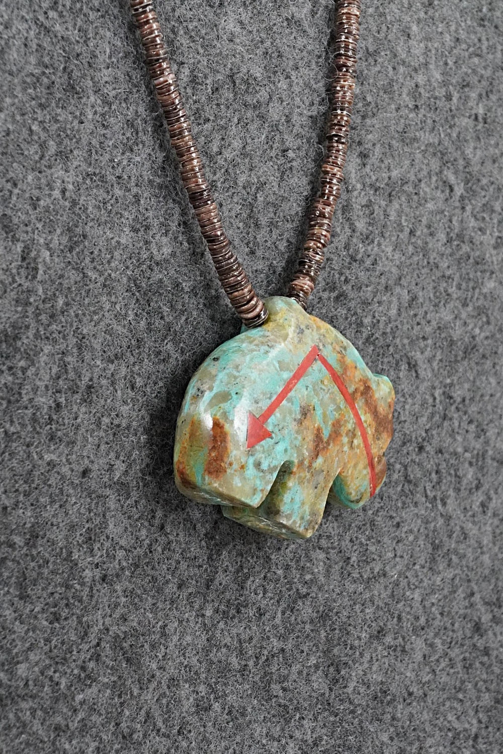 Turquoise Zuni Fetish Carving & Sterling Silver Necklace - Bernard Laiwakete