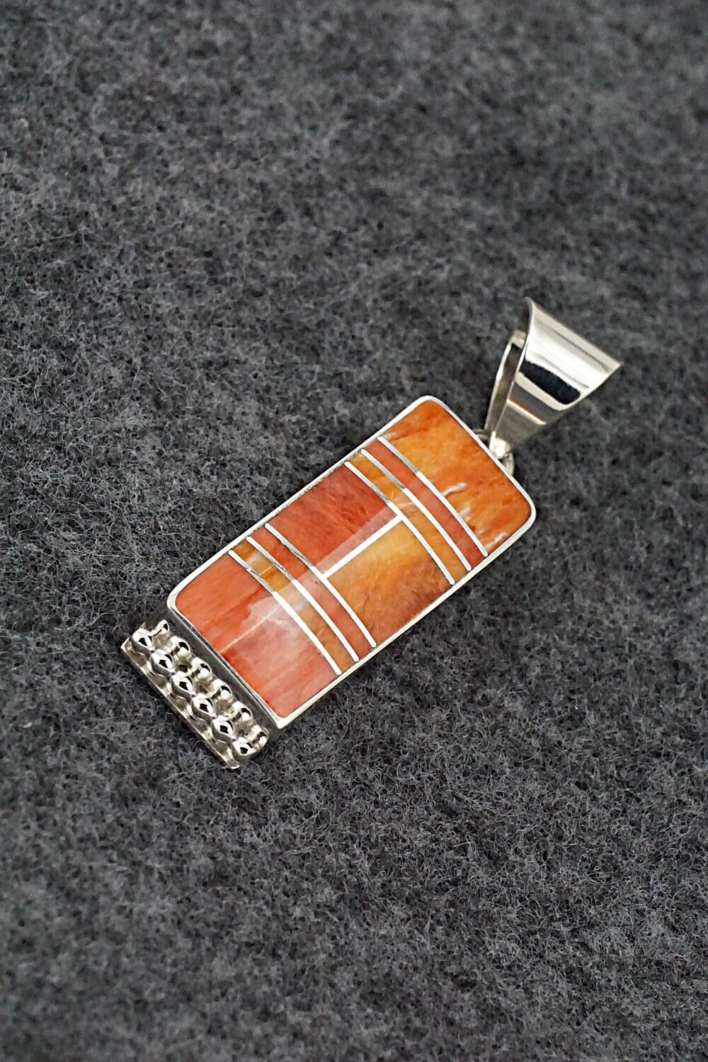Spiny Oyster & Sterling Silver Pendant - Curtis Manygoats
