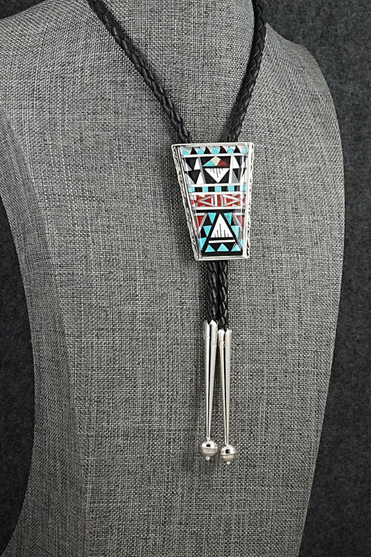 Multi-Stone & Sterling Silver Inlay Bolo Tie - Sylvester Boone