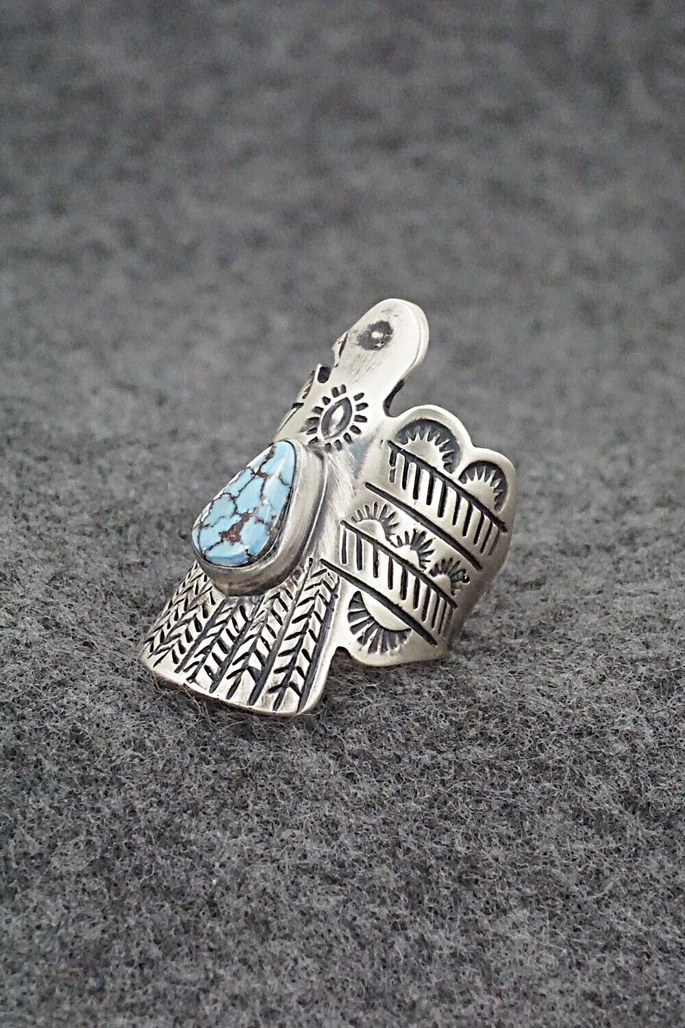 Turquoise and Sterling Silver Ring - Raymond Coriz - Size 6.5