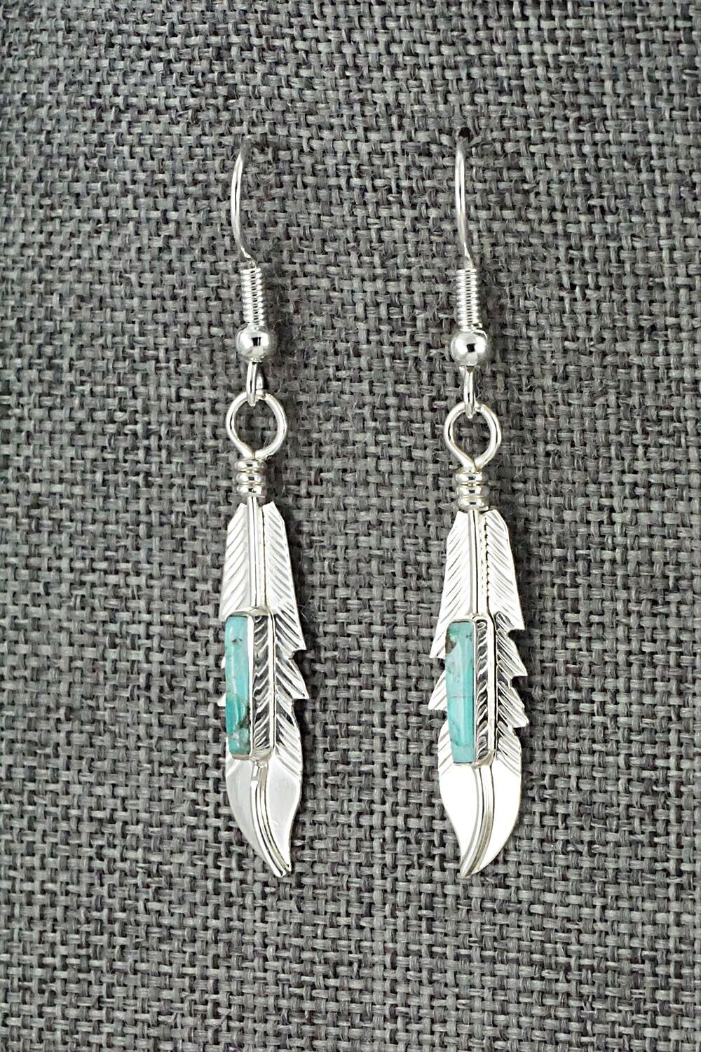 Turquoise & Sterling Silver Inlay Earrings - Allen Barney