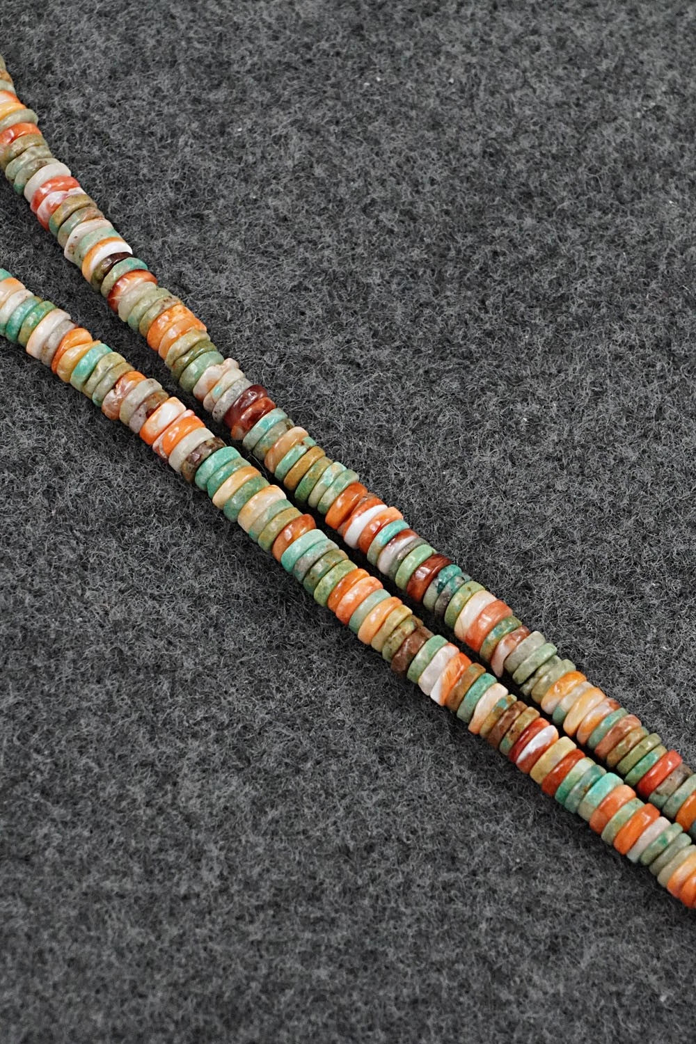 Turquoise, Spiny Oyster & Sterling Silver Necklace 17" - Doreen Jake