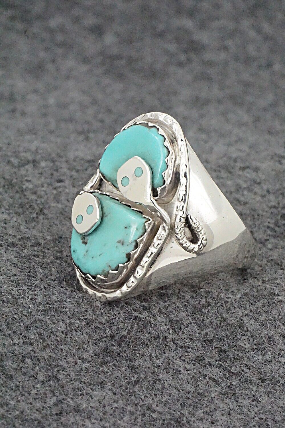 Turquoise & Sterling Silver Ring - Joy Calavaza - Size 13.5