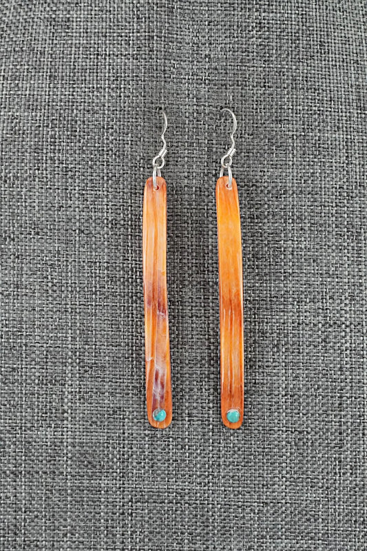 Spiny Oyster, Turquoise & Sterling Silver Earrings - Jesus Espino