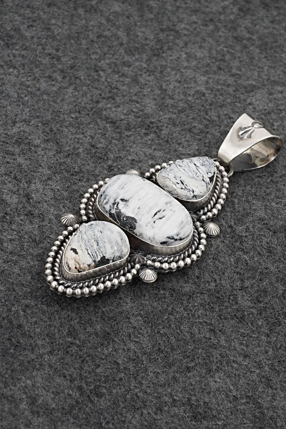 White Buffalo & Sterling Silver Pendant - Raymond Delgarito