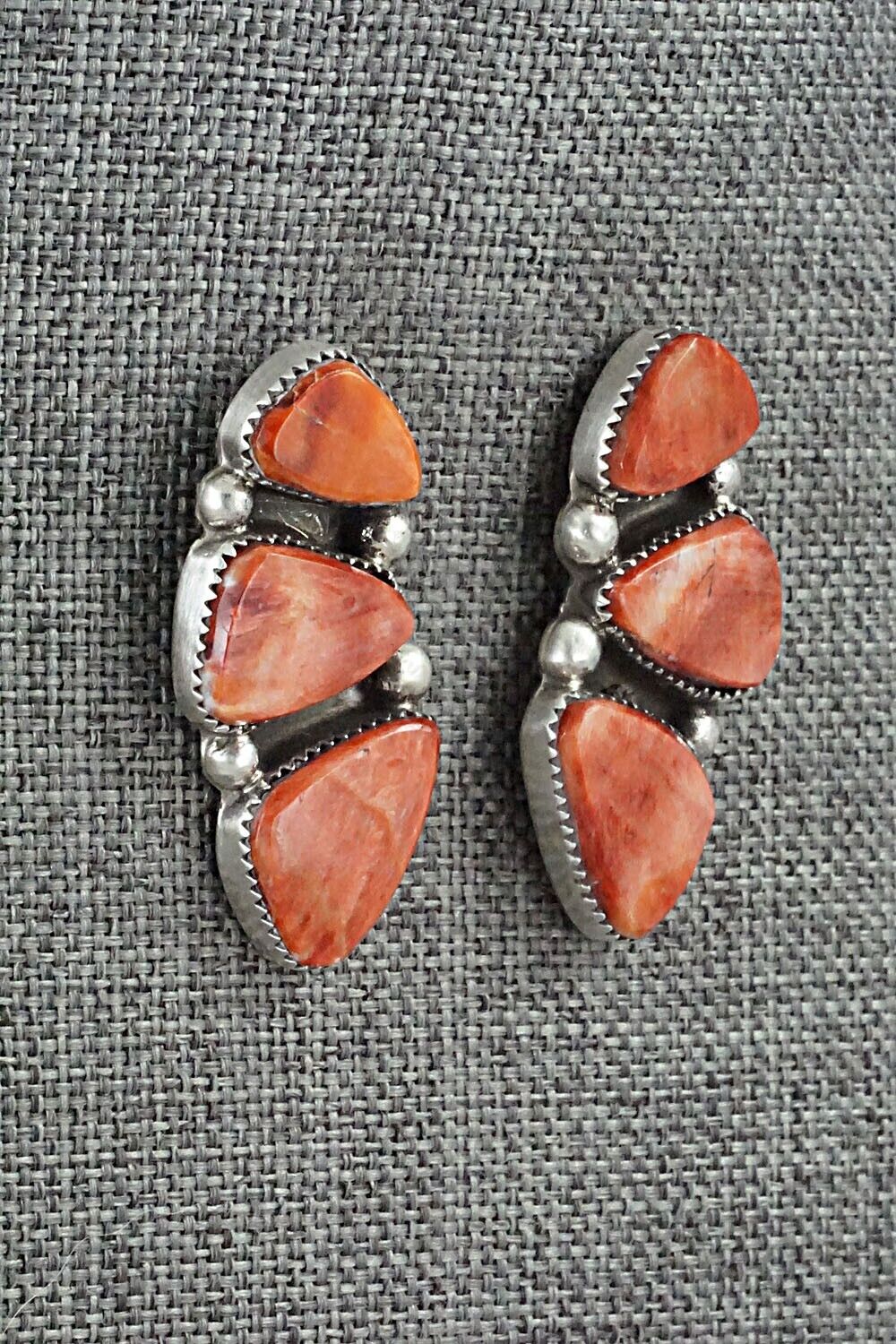 Spiny Oyster & Sterling Silver Earrings - Selina Warner