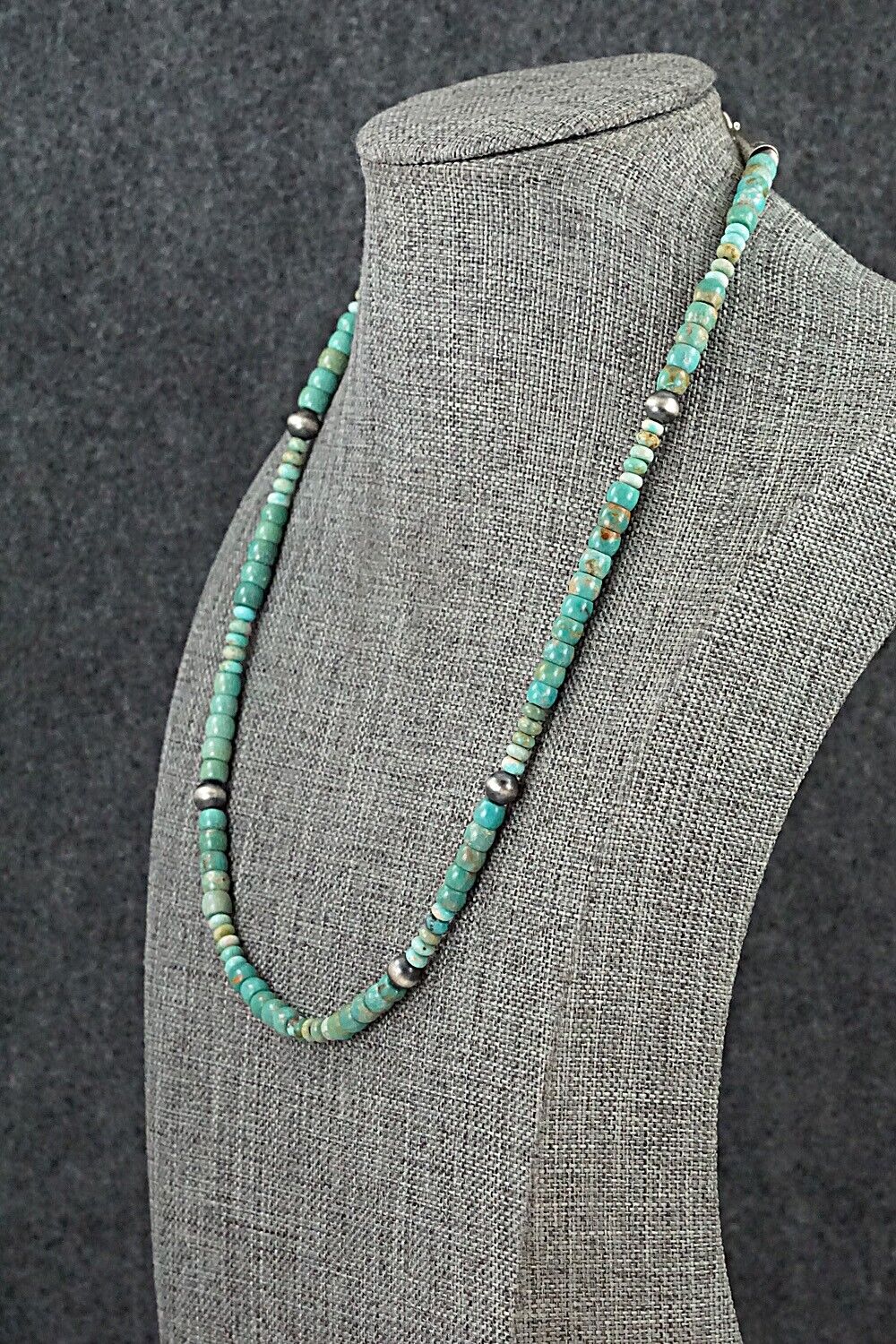 Turquoise & Sterling Silver Necklace 18" - Doreen Jake