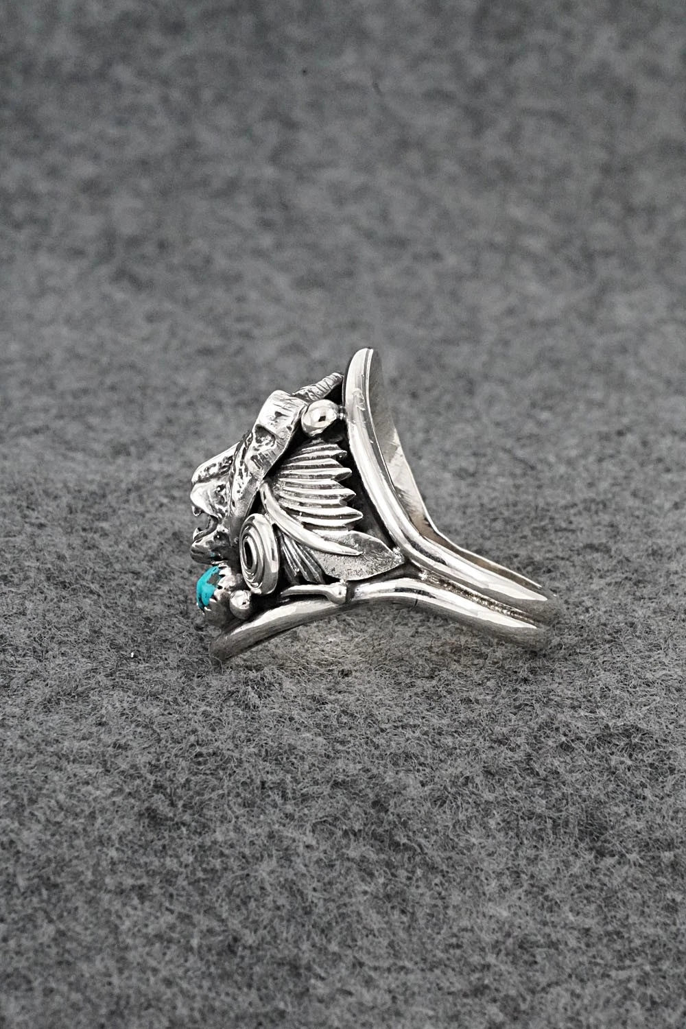 Turquoise & Sterling Silver Ring - Darrell Morgan - Size 13