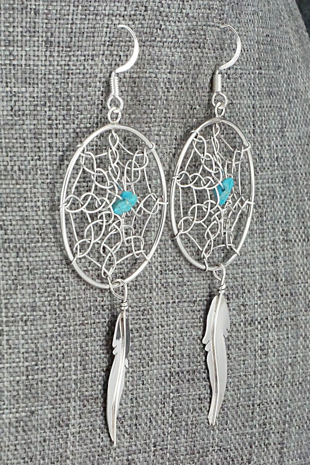 Turquoise & Sterling Silver Earrings - Lorenzo Arviso Jr.