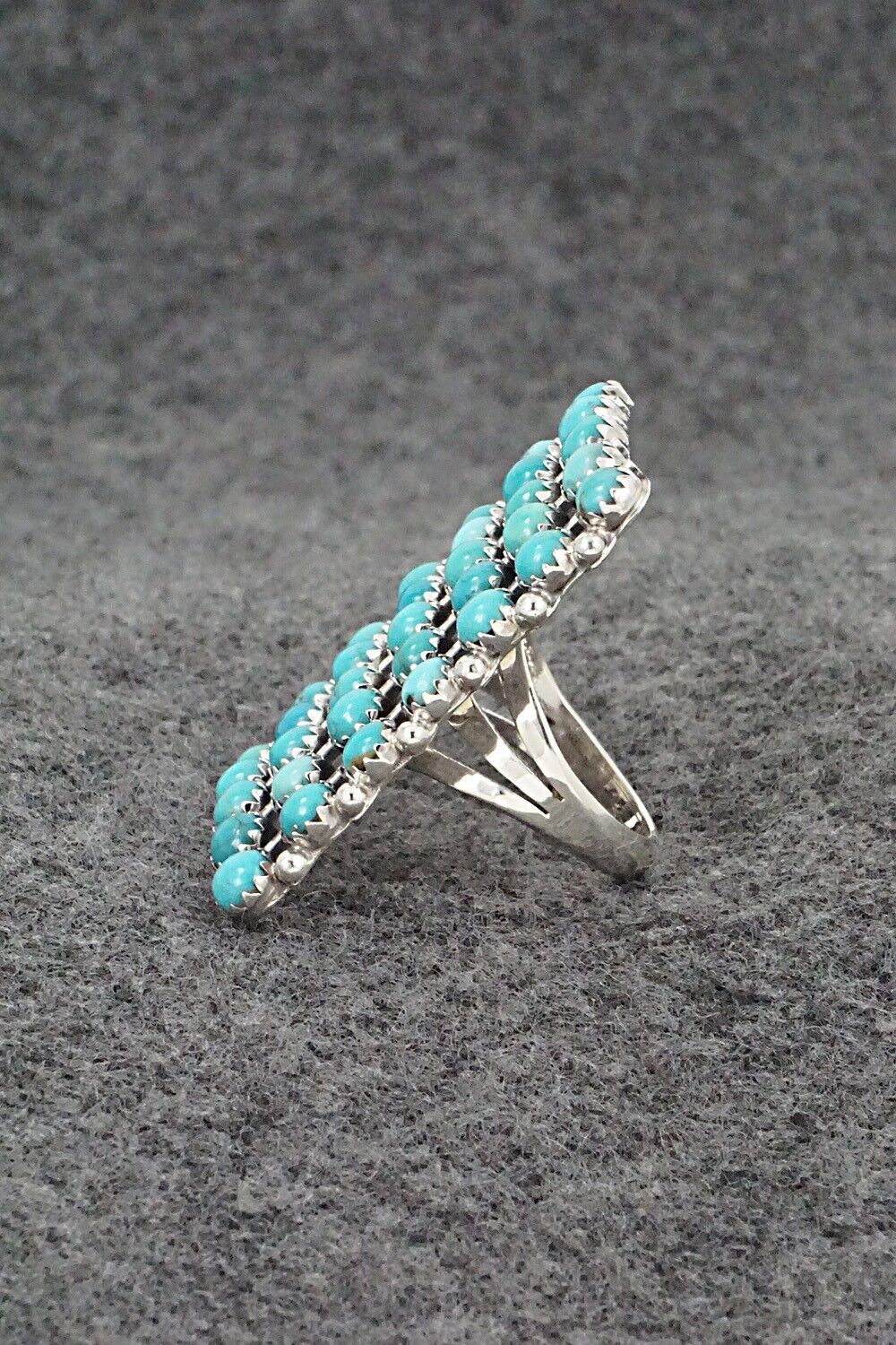 Turquoise & Sterling Silver Ring - Kenny Lonjose - Size 7