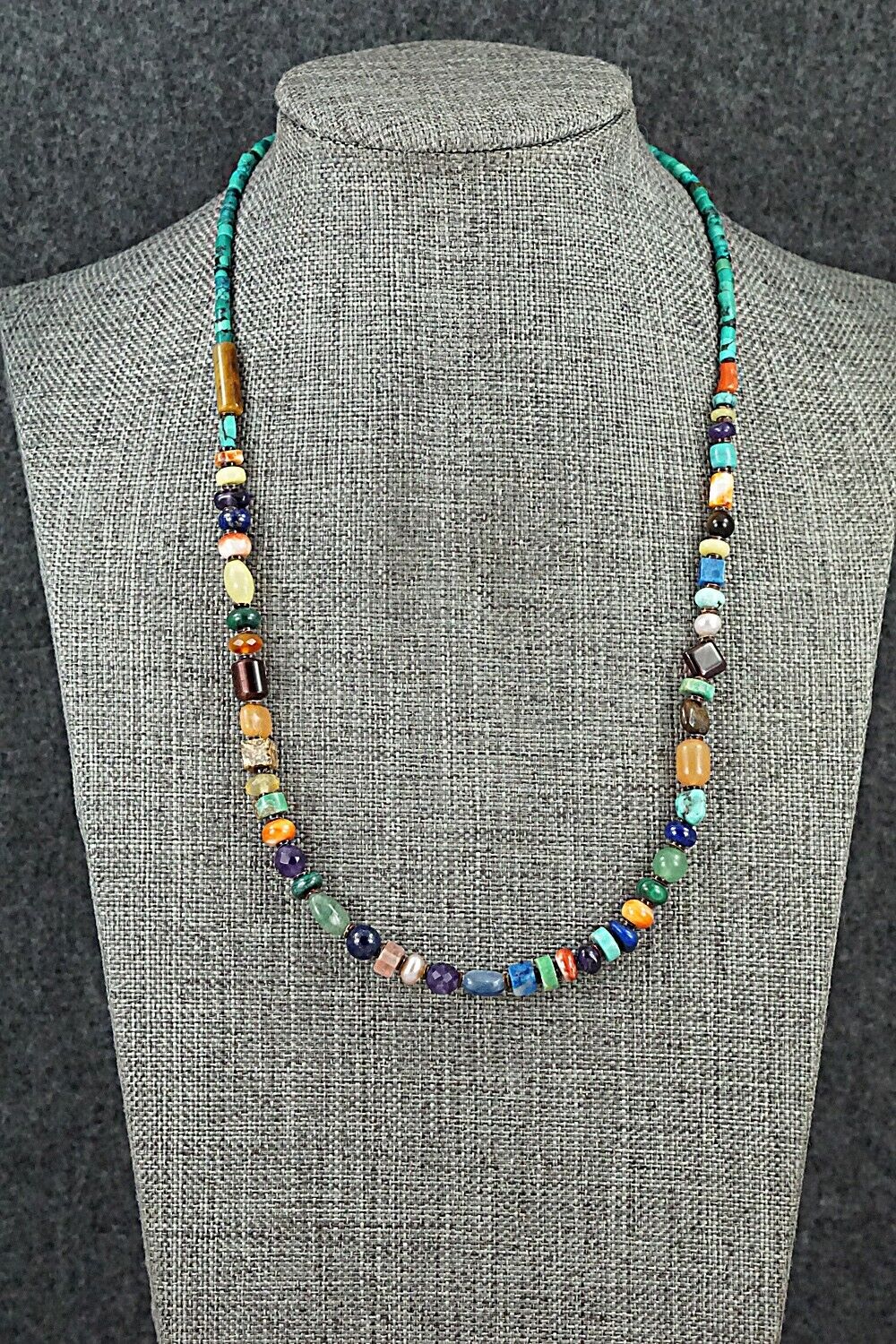 Multi-Stone & Sterling Silver Necklace 18" - Helen Tsosie