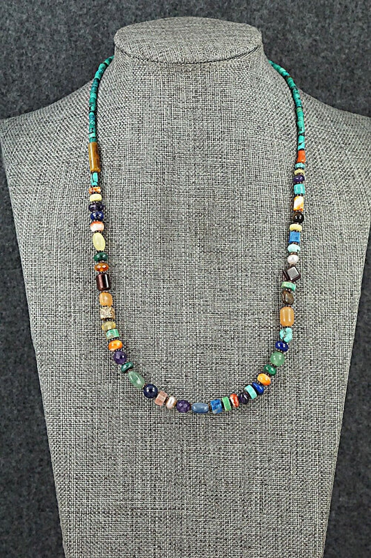 Multi-Stone & Sterling Silver Necklace 18" - Helen Tsosie
