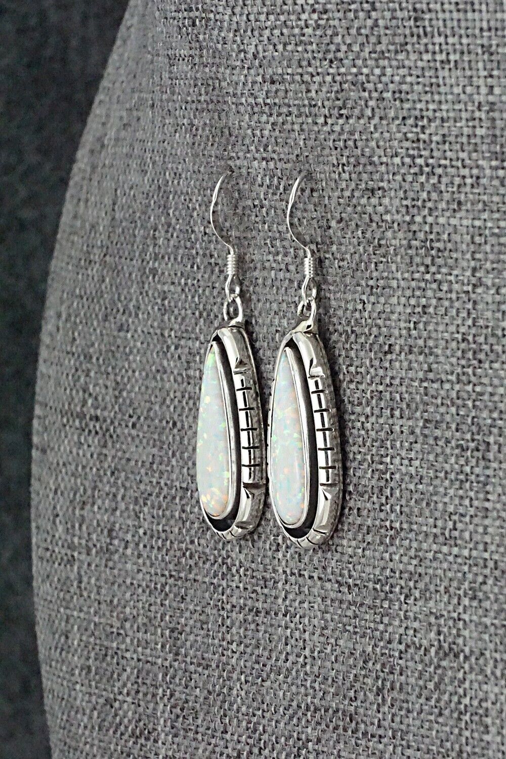 Opalite & Sterling Silver Earrings - Amos Begay