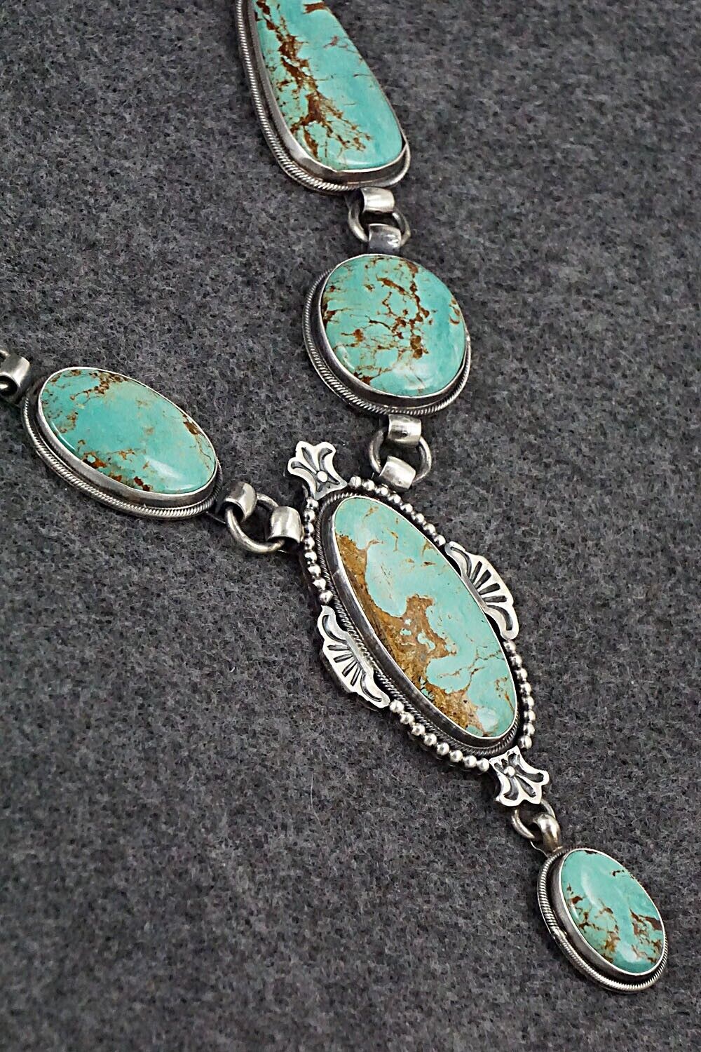 Turquoise & Sterling Silver Necklace and Earrings Set - Annie Hoskie